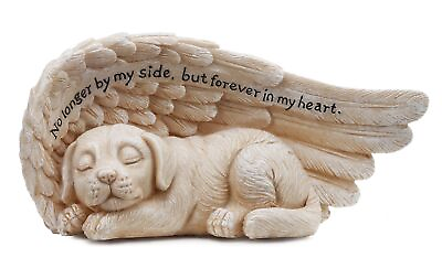#ad Napco 11146 Small Sleeping Dog in Angel#x27;s Wing Garden Statue with Inscription... $15.35