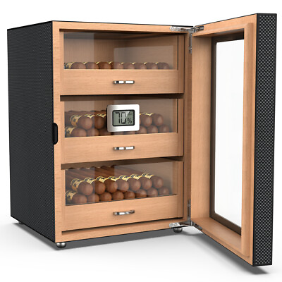 #ad 150 Count Cigar Humidor Cabinet Large Storage Cigar Box Countertop Display Cedar $114.99