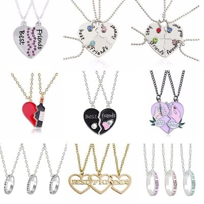 #ad Best Friends Chain Pendant Necklace Gift Heart Couples Siblings Necklaces Set $11.16