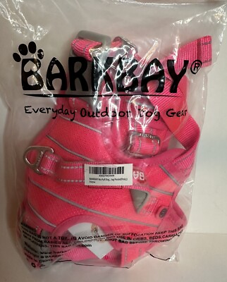 #ad BARKBAY No Pull Dog Harness Front Clip Heavy Duty Reflective Pink Size Large $28.00