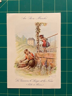 #ad Anthropomorphic monkeys on Au Bon Marche trade card $17.99