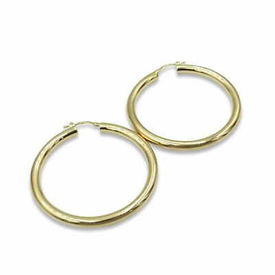 #ad Gold Large Earrings Ladies 9ct Hoop 45mm 4mm Wide 7 grams Snap Closure GBP 350.00