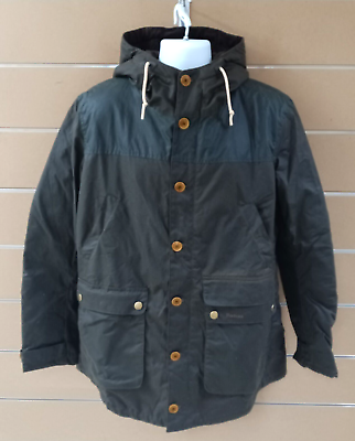 #ad Barbour Game Parka Wax Cotton Faux Sherpa MWX0698OL71 Olive Sage UK L Read $200.00