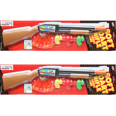 #ad SET OF 2 Soft Throw Dart Rifle Shotgun Toy Pump Action Kid Hunter Game $14.99