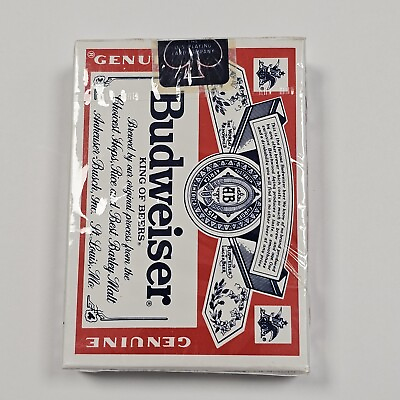 #ad Vintage Budweiser Playing Cards New Sealed Pack Plastic Coated Anheuser Busch $6.97