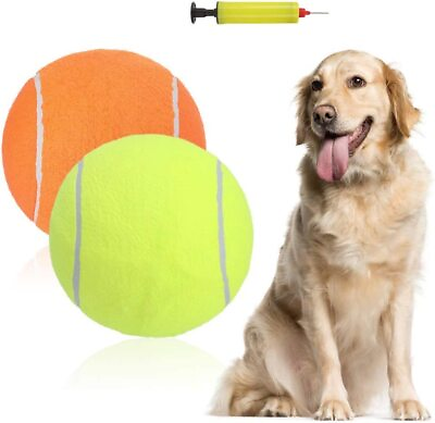 #ad EXPAWLORER Giant Tennis Balls for Dogs 2Pcs 9.5quot; Big Dog Toy BallsDog Birthd... $36.46