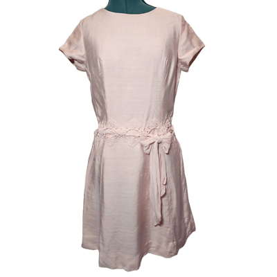 #ad Womens Pink Vintage 1960s Party Cocktail Dress Drop Waist Tie 60s midi twee $65.00