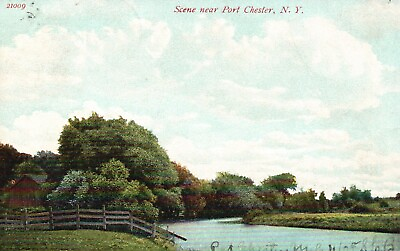 #ad Postcard NY Scene near Port Chester Wooded Water View Posted Vintage PC H3714 $2.00