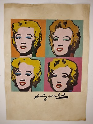 #ad Andy Warhol Painting Drawing Vintage Sketch Paper Signed Stamped $99.98