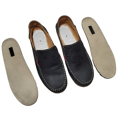 #ad Olukai Loafer Shoe Womens Size 6.5 EUR 36.5 Nubuck Leather Slip On Black $49.95