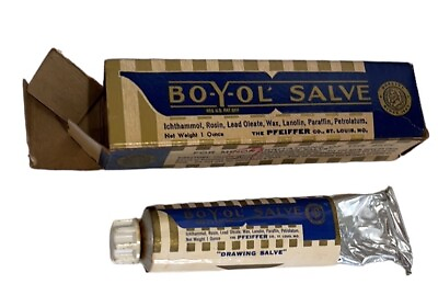 #ad Vintage BO Y OL’ SALVE Tube w Box Pfeiffer Co St. Louis for Skin Irritation Prop $15.81
