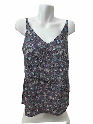 #ad CAbi Womens Style #3453 Scrollwork Cami Floral Tank Top Blouse Purple Small $24.99