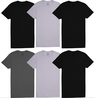 #ad 6 Pk Fruit of the Loom Men#x27;s Pocket T Shirts Sizes S 3XL Black Gray Freeship NEW $21.99