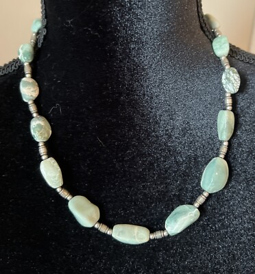 #ad 20quot; Green Tree Agate Bead Necklace $25.00