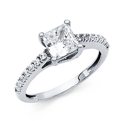 #ad 14K White Gold Princess Stone 1 carat Cubic Zirconia Women#x27;s Engagement Ring $360.86