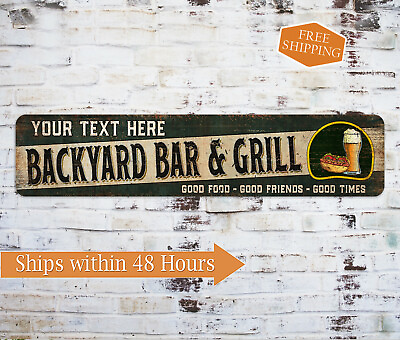 #ad Custom Backyard Bar and Grill Decor Sign Pub Personalized Gift 4x18 104182002043 $19.95