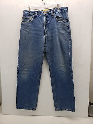 #ad Vintage USA Diamond Gusset Jeans Men 34 X 28 Blue Denim Workwear Classic $14.00