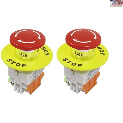 #ad Heavy Duty Emergency Stop Switch Red 22mm Mounting Hole Reliable $17.59