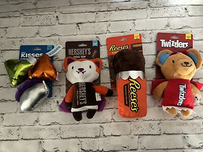 #ad #ad Lot Of 4 Dog Toys Reese’s Twizzlers Hershey’s NWT Squeaker Toys $25.19