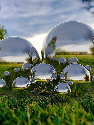 #ad 6pcs Stainless Steel Ball Garden Ornament Designs Mirror Durable Decor $20.99