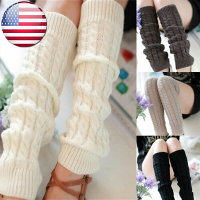 #ad Women Winter Leg Warmer Chunky Knitted Crochet High Knee Leggings Boot Socks $9.42