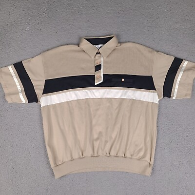 #ad Classics By PalmLand Polo Shirt Mens XL Brown Tan Retro Short Sleeve $15.95