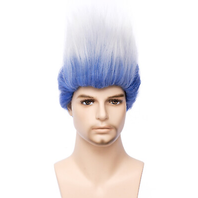 #ad For Cosplay Hades Short Layered Wig Blue Sliver Hair Party $17.89