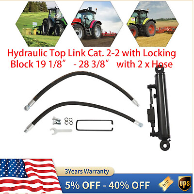 #ad Hydraulic Top Link Cat. 2 2 with Locking Block 19 1 8” 28 3 8” with 2 x Hose $207.74