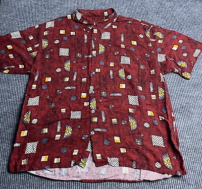 #ad Vintage Riscatto Shirt Mens Extra Large Red Abstract Art Sun Colorful Breathable $24.88