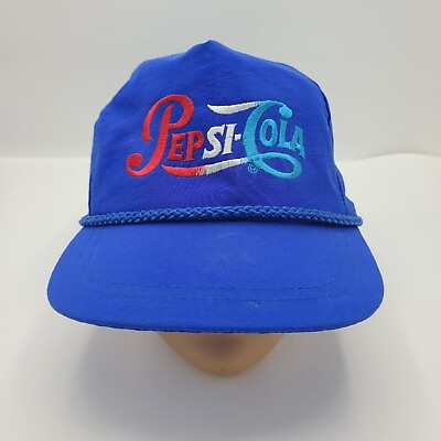 #ad Vtg KC Pepsi Cola Snapback Blue Trucker Hat Cap Embroidered Soda Pop Collectible $10.07