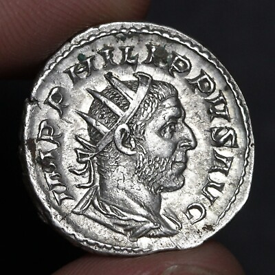 #ad War Elephant Antoninianus Ancient Roman Empire Silver Coin 247AD Philip the Arab $147.25