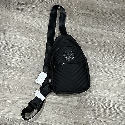 #ad NWG Vengan Womens Handbag Black Crossbody Adjustable Strap 2 Pockets Bolsa $19.95