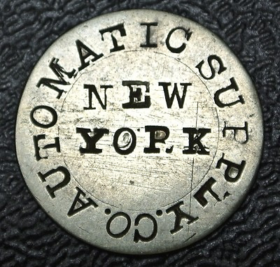 AUTOMATIC SUPPLY CO. New York Souvenir Token Nice 19mm Diameter EARLY $24.99