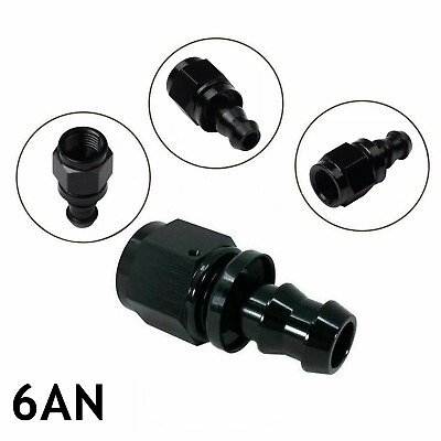 #ad 6 AN 6 AN Straight Push On Hose End fittings Push Lock Black 3 8 Barb $4.05
