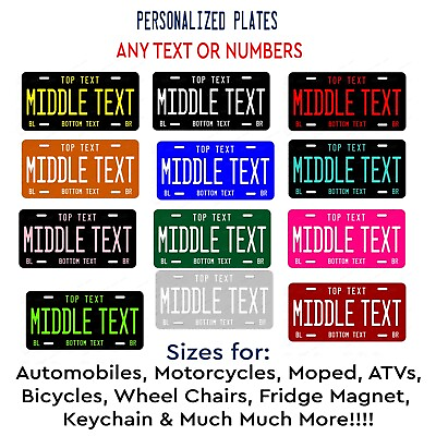 #ad Customized Any text Color License Plate Tag Car Bicycle ATV Bike Keychain etc $13.99