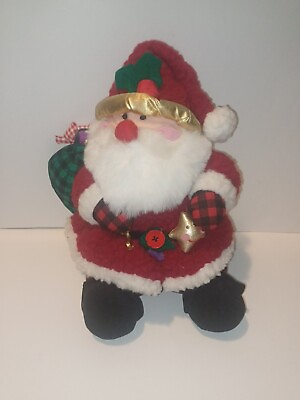#ad Silver Co 1995 14quot; Stuffed Plush Christmas Santa Claus Decoration Toy Vintage $8.00