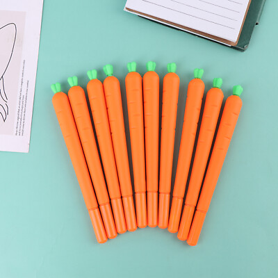 #ad 10pcs 0.5mm Gel Pen Black Ink Roller Marker Pen Cute Carrot Stylinyu C $8.37