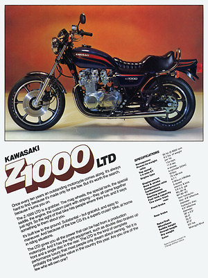 #ad 1977 KAWASAKI KZ1000 Z1000 LTD VINTAGE MOTORCYCLE AD POSTER PRINT 36x27 9MIL $39.95