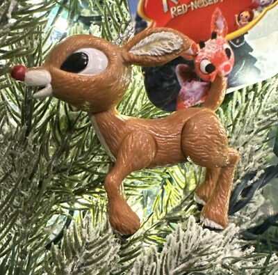 #ad NEW Rudolph The Red Nosed Reindeer Christmas Tree Ornament w Movable Legs $8.09