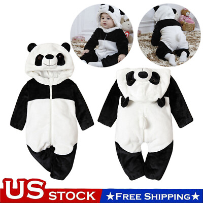 #ad Newborn Baby Boy Girl Hooded Jumpsuit Romper Bodysuit Outfit Winter Warm Clothes $18.89