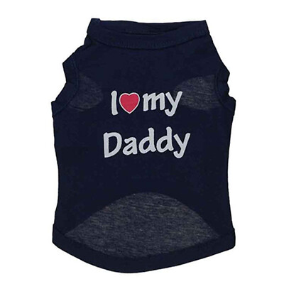 #ad Daddy Mommy Letter Print Dog T shirt Clothing Cotton Shirt Casual Pet Vest 65 $7.68