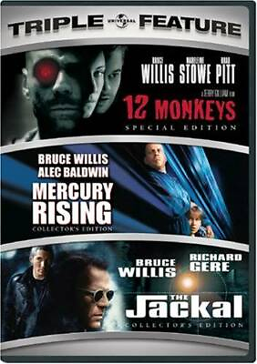 #ad 12 Monkeys Mercury Rising The Jackal Three Pack DVD VERY GOOD $4.86