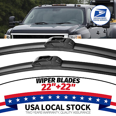 #ad Front Left and Right Windshield Wiper Blades 22quot;22quot; J HOOK for Lincoln Porsche $13.39