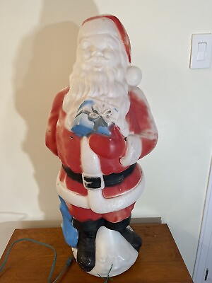 #ad Vintage Santa Claus with blue present blow mold EMPIRE 1971’ Circa C $110.00