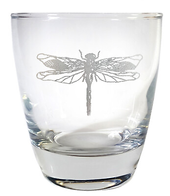 #ad Dragonfly Clear Lowball Rocks Glass 10oz Free Personalized Engraving $26.51