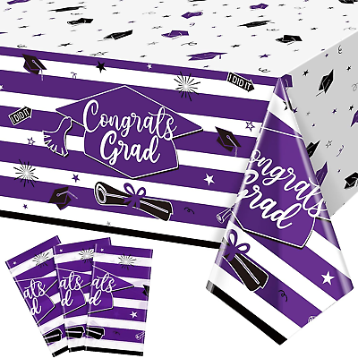 #ad 3 Pieces Graduation Tablecloths Plastic Congrats Grad Party Table Covers Class o $24.99