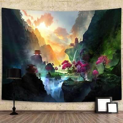 #ad Asian Mythology Extra Large Tapestry Wall Hanging Art Nature Background Fabric $13.36
