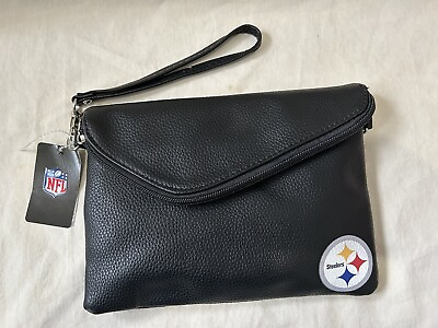 #ad Pittsburgh Steelers NFL Fold Over Crossbody Soft Pebble Texture Womens Purse New $23.96