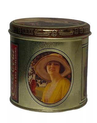 #ad Vintage Coca Cola Tin Girl In Hat quot;Drink Coca Colaquot; Coke Collectible Lid $6.60
