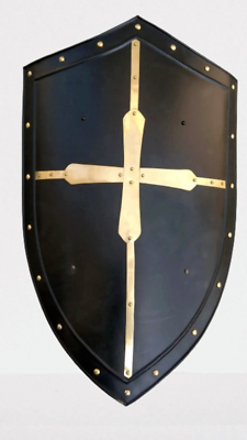 #ad Medieval Knight Blackened Shield Battle Warrior Templar Crusader Heater Shield $93.49